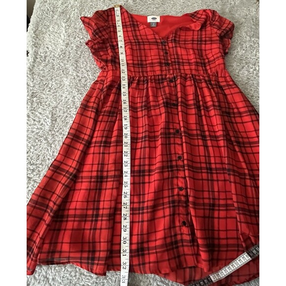 Old Navy Sz S Buffalo Plaid Shirt Dress Babydoll Red Black Retro Mini Fun Flirty - Picture 4 of 10